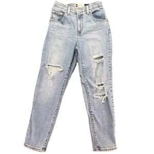 Levi Strauss Co Silver Tab‎ Mom Jeans Distressed Light Wash Size 26x27